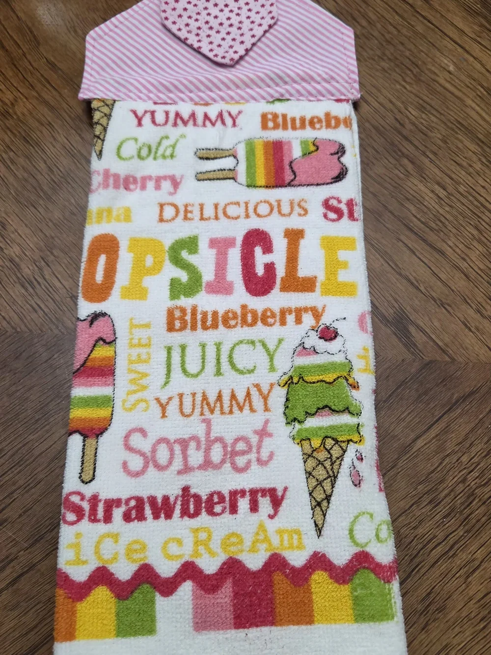 Colorful Popsicle Hanging Kitchen Towel - Pink